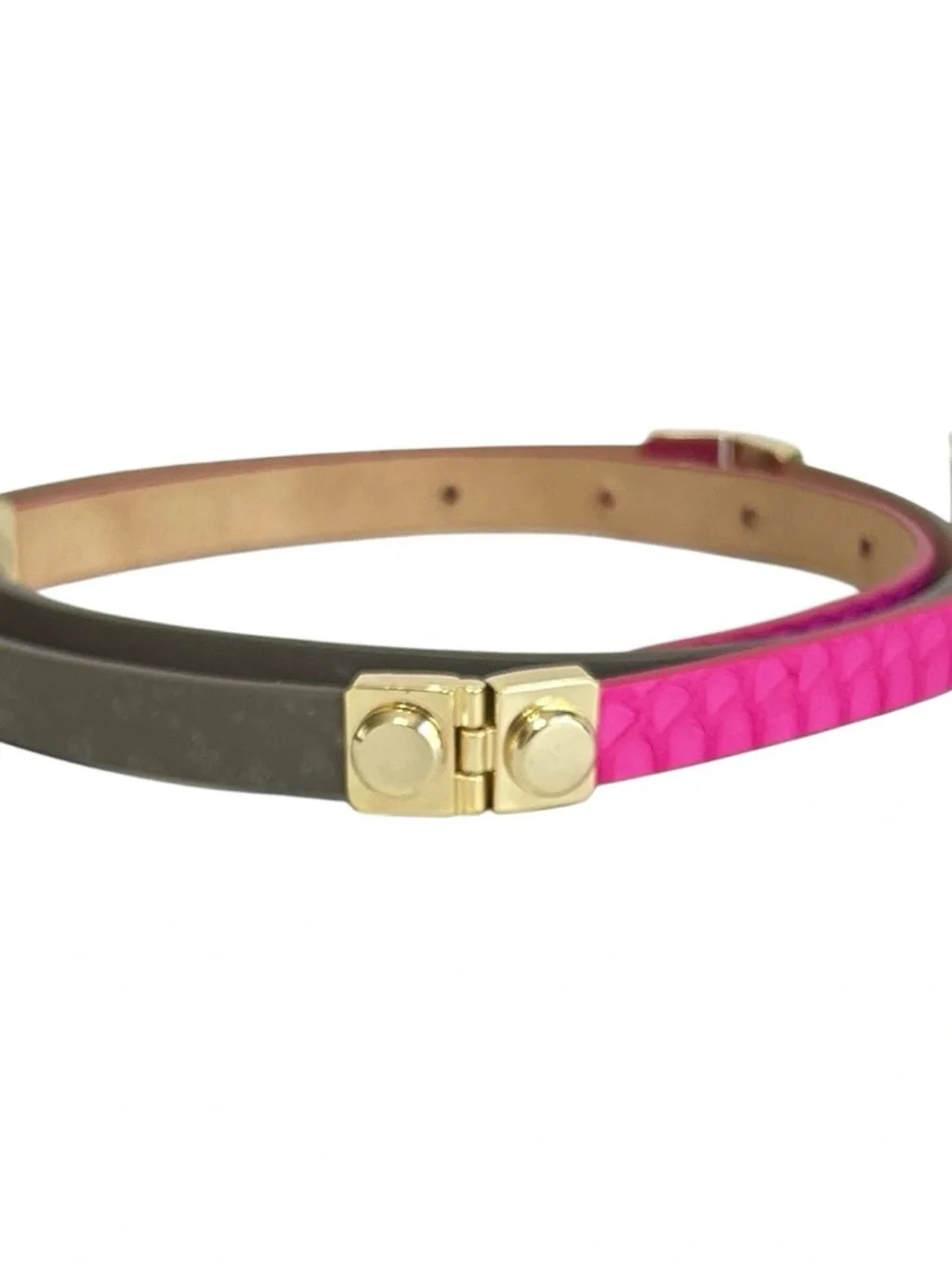 J.Crew Mixed Leather Belt Women’s S Pink Taupe Thin Skinny Rivets Snakeskin - Picture 2 of 7